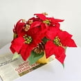 thumbnail image 2 of Red Poinsettia Flowers Artificial Poinsettias in Pot Silk Poinsettias Arrangements Christmas Poinsettia Flowers Xmas Wedding Decoration, 2 of 12
