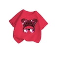 thumbnail image 3 of Zhuashum T-Shirts Fille Été Col Rond Chemise Hauts Enfant Imprimé Dessin Animé Graphique Manches Courtes Tee Rétro Vêtements Enfant Rose Vif 8-9 Ans, 3 of 5