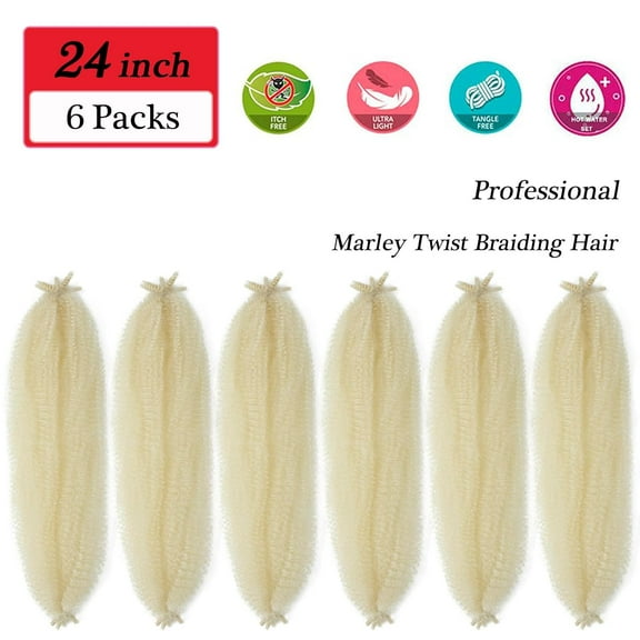 FGERFE-Springy Afro Twist Hair 24 inch 613 Blonde Marley Hair for Faux Locs Kinky Marley Twist Braiding Hair Cuban Afro Spring Twist Crochet Hair for Women Soft Locs Marley Braid Hair Extensions by
