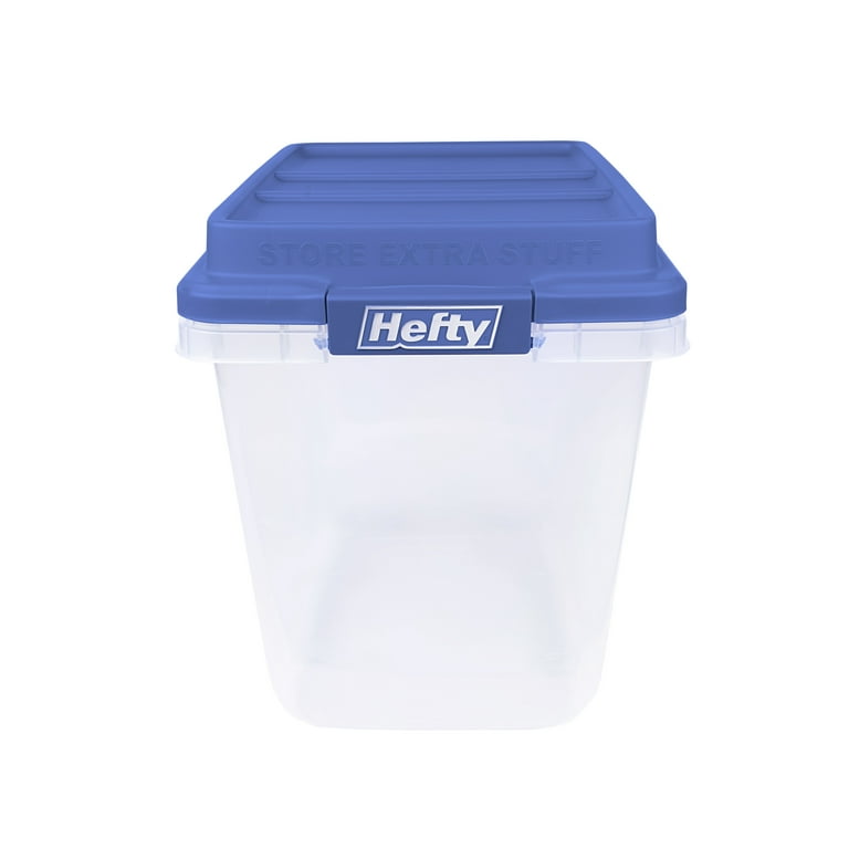 Hefty 18 Qt. Clear Storage Bin with Blue HI-RISE Lid - Yahoo Shopping