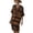 Brown, variant on Women's Summer Striped Dress, V-Neck Loose Fit Kaftan Beach Cover Up for Resort & Daily Wear, 1PC, S-XXXL