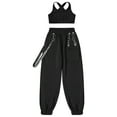 thumbnail image 3 of Sinleey Girls Hip Hop Dance Outfits Crop Tops with Chain Sweatpants Set Street Dance Outfits Active Black 10, 3 of 7