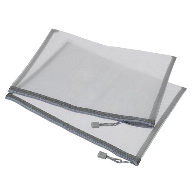 Malla Cremallera Bolsas, A4 Nylon Cremallera Bolsa Lápices Estuche Almacenamiento Bolsillos para Viajes Oficina Accesorio, Gris Paquete de 6