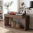 thumbnail image 6 of Noble House Weyburn Modern Fluted Console Table with Drawers, Solid Wood Veneer Sofa Table for Living Room, Walnut, 6 of 9