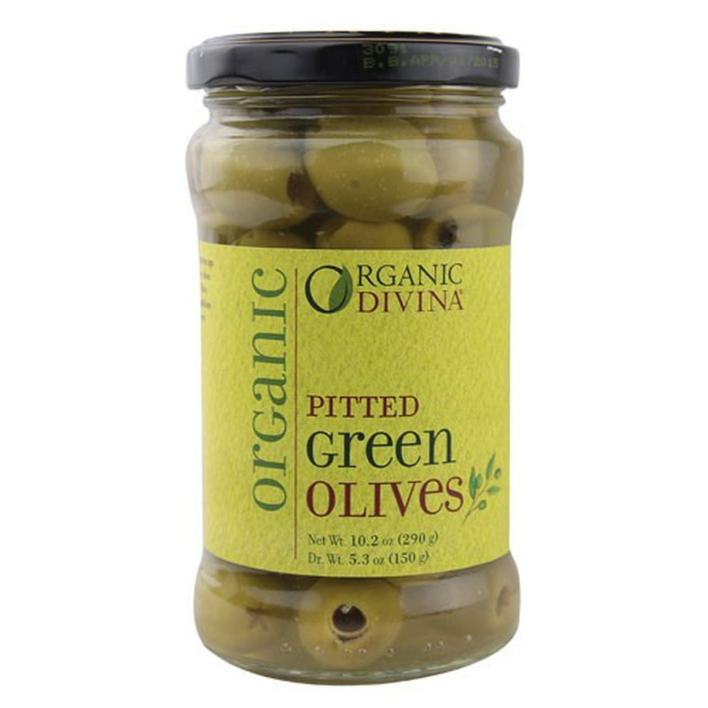 Divina Organic Pitted Green Olives 10.2 Ounce