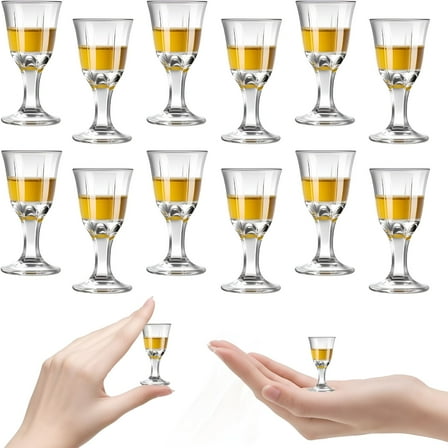 ACDANC 12 Pack 0.4 Oz Shot Glasses Set,Mini Wine Glasses,10ml Whiskey Shot Glass Set,Clear Aperitif Glasses,Cute Shot Glasses for Vodka,Cocktail,Liquor