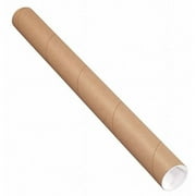 Partners Brand Mailing Tubes,W/Caps,2x26",Kraft,PK50 P2026K