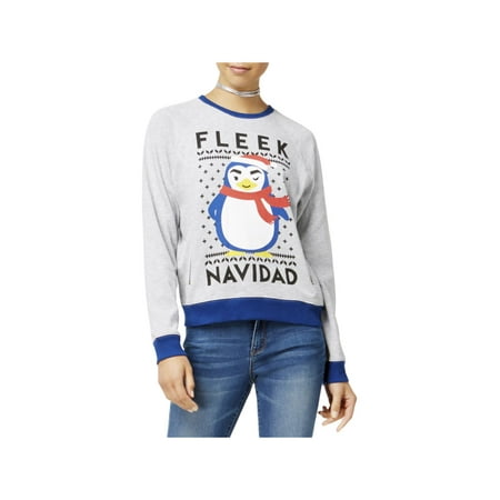 Doe Womens Juniors Fleek Navidad Holiday Penguin Sweatshirt