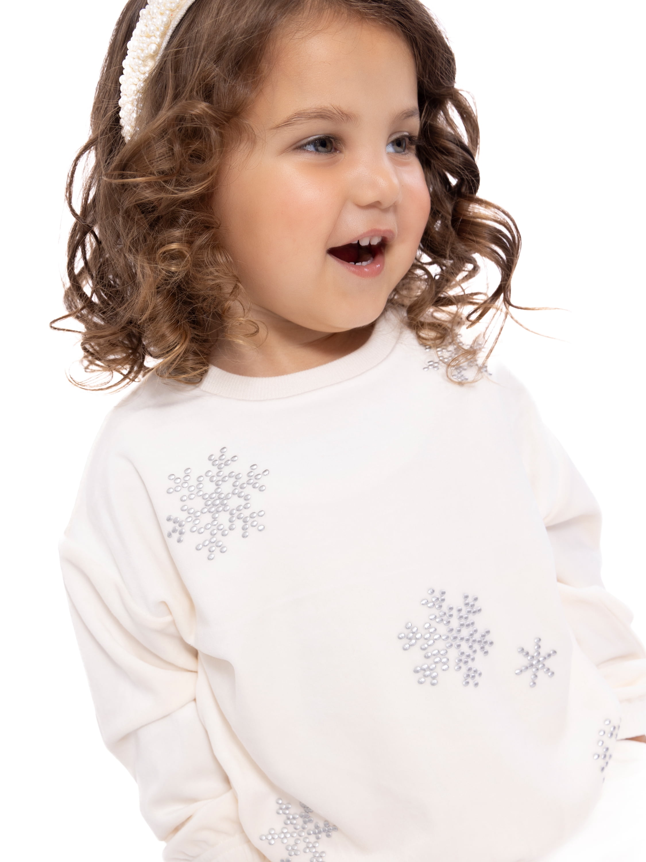 Wonder Nation Toddler Girls Embellished Velour Sweatshirt and Flare Pants Set, 2-Piece, Sizes 12M-5T