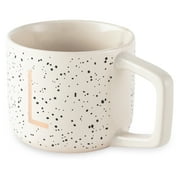 (4 pack) Thyme & Table 13.5 fl oz Monogram L White Speckled Stoneware Mug