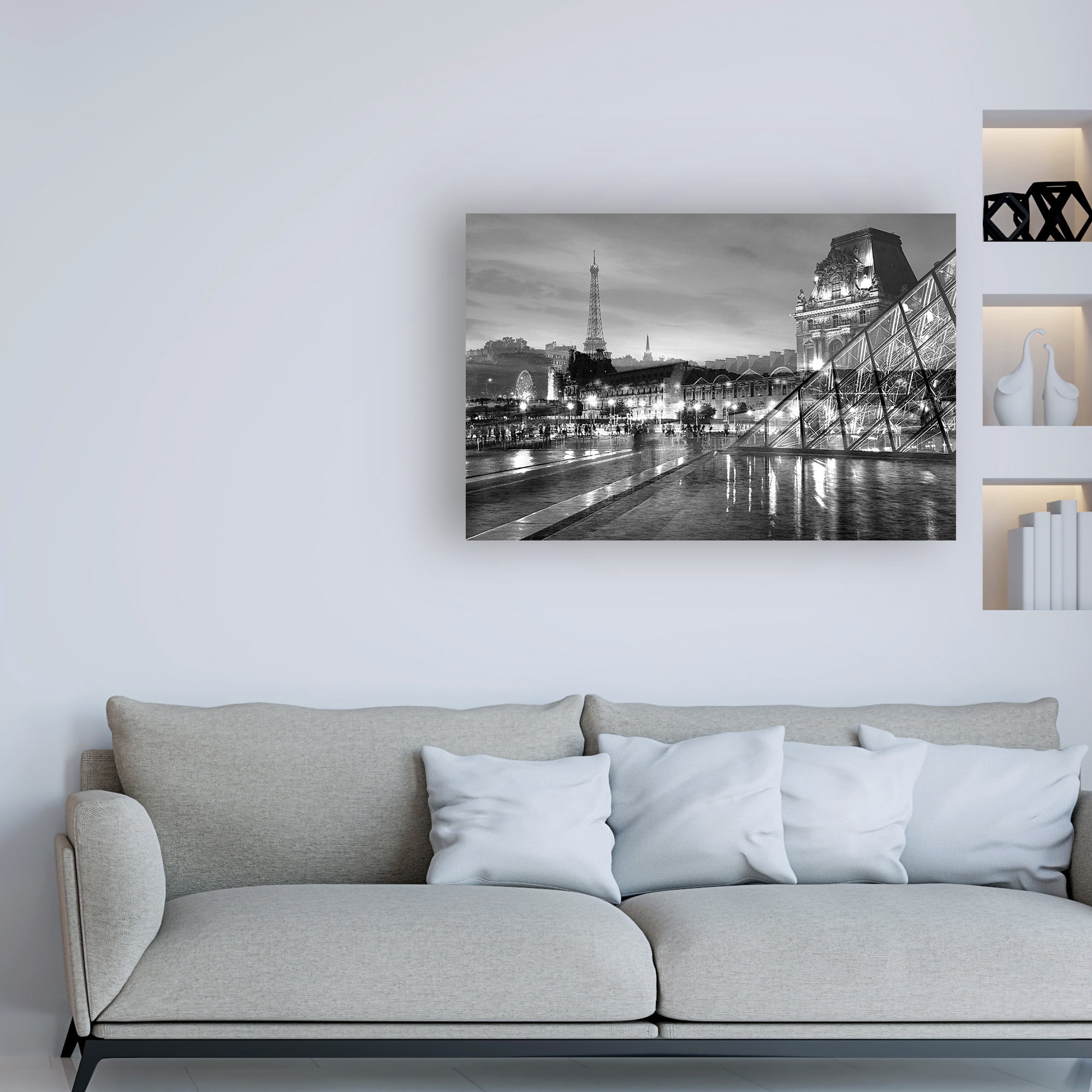 Trademark Fine Art 'Louvre with Eiffel Tower Vista #2' Canvas Art by Alan Blaustei