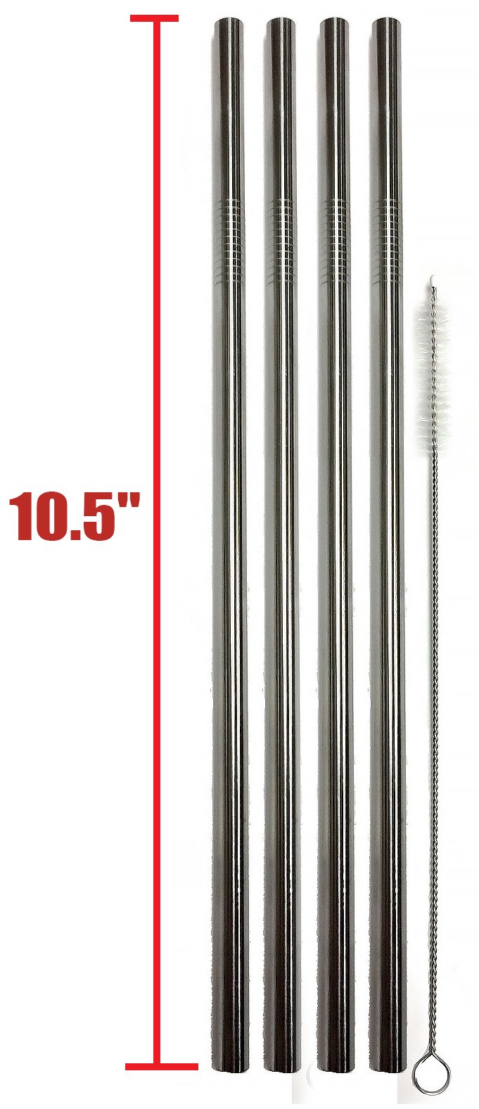 EXTRA LONG Stainless Steel Drinking Straws 10.5' Length 4 Qty - Wide Straight