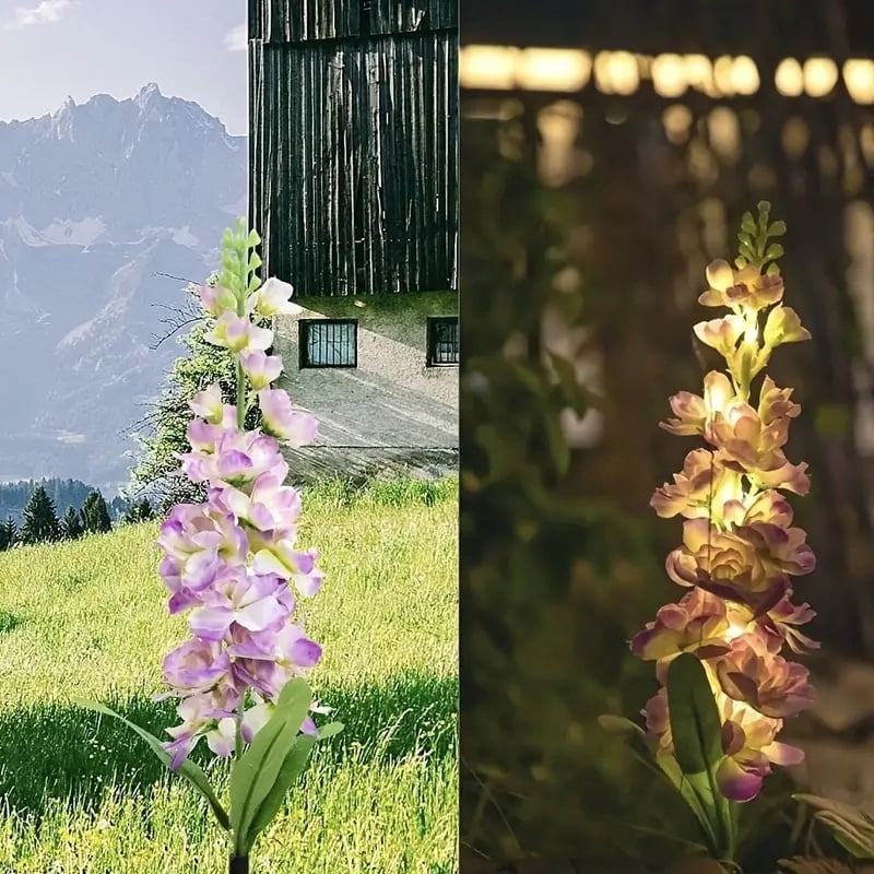 4 Pack Solar Delphinium Flowers Lights, Solar Garden Lights, For Outside Wedding Party Garden Yard Patio Lawn Decor And Gift For Women