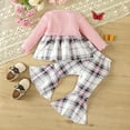 thumbnail image 4 of adviicd Toddler Outfits for Girls Girls' Clothing Sets Ruched Long Sleeve Crew Neck T Shirt Straight Leg Pants Girls Clothes (Red,18-24 Months), 4 of 7