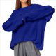 thumbnail image 1 of Suéter de Punto Holgado con Cuello Redondo y Color Liso para Mujer, Ideal para Otoño e Invierno. Azul XL, 1 of 8