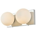 thumbnail image 2 of Living District Jaylin 2-Light Iron & Glass Bath Sconce in Chrome/Frosted White, 2 of 5