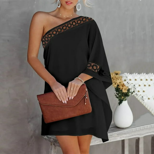 Fankiway Robe en Dentelle à Épaules Assorties pour Femmes Manches Courtes Robe Longueur Genou Grande Taille pour Femmes Rondes Robes de Printemps pour Femmes 10851
