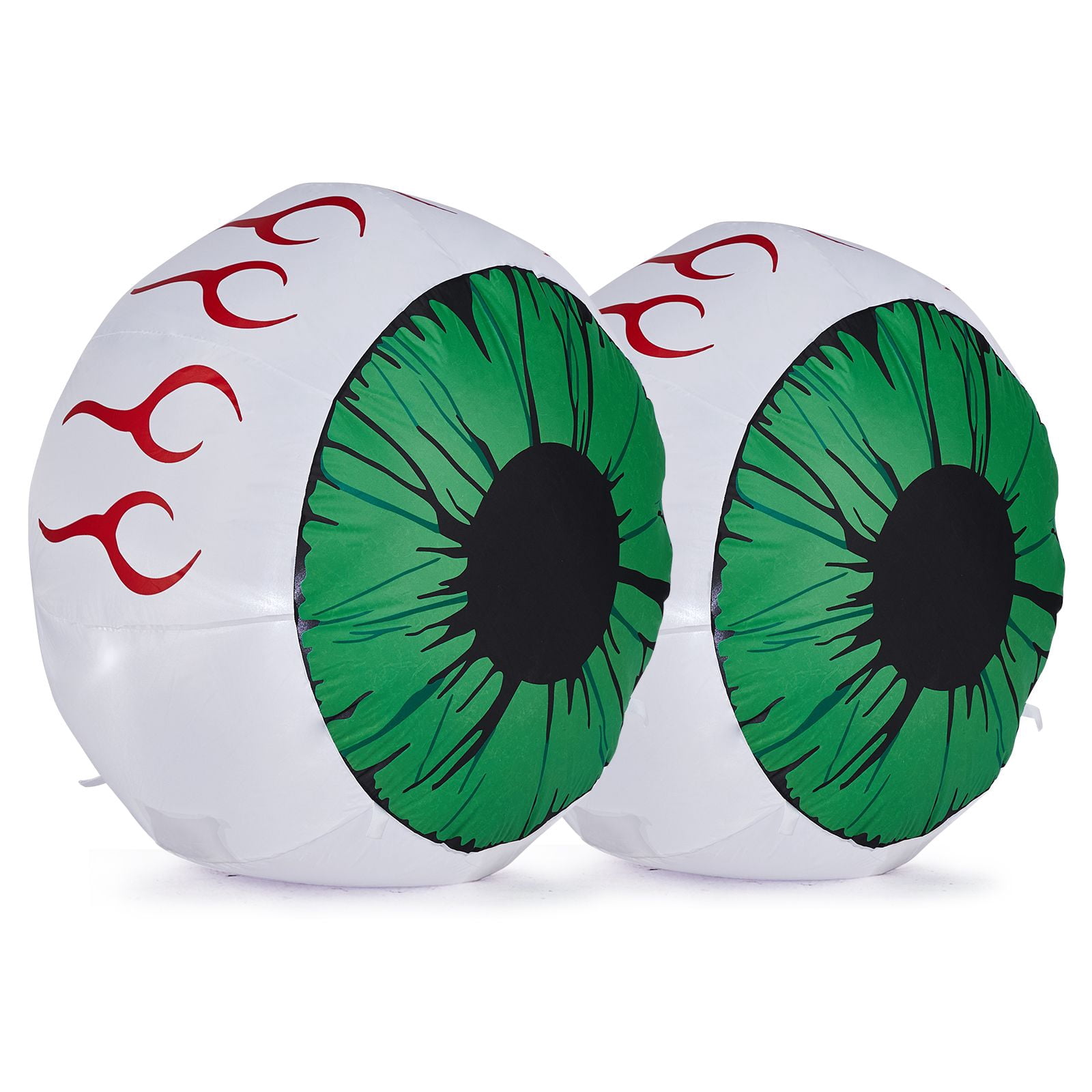 3FT Inflatable Light-Up Green Eyes Halloween Decor with Built-in White LED Lights Waterproof Polyester Blow Up Eyeball Ornament