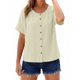 thumbnail image 2 of TaTaai Women's short sleeve crew neck top, linen cotton fabric, solid color, button cuffs, cutout detail, pullover style, casual loose fit, soft breathable, ideal for daily outings Gift, 2 of 8