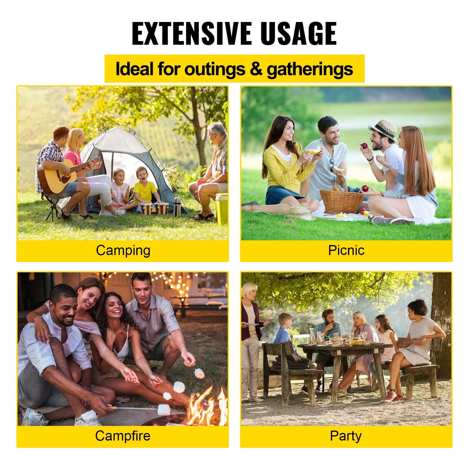 VEVOR Swivel Grill 24" x 24" Campfire Swivel Grill Double Layer Heavy Duty Over Fire Grill for BBQ