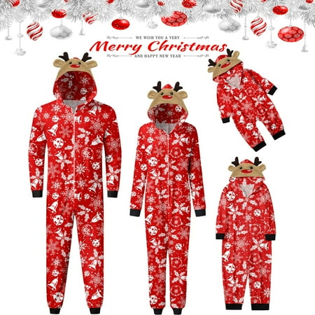 

Cathalem Pajama for Christmas Family Holiday Babys Merry Christmas Sets Red Prints Hooded plus Size Family Christmas Pajamas Suit Red 3-6 Months
