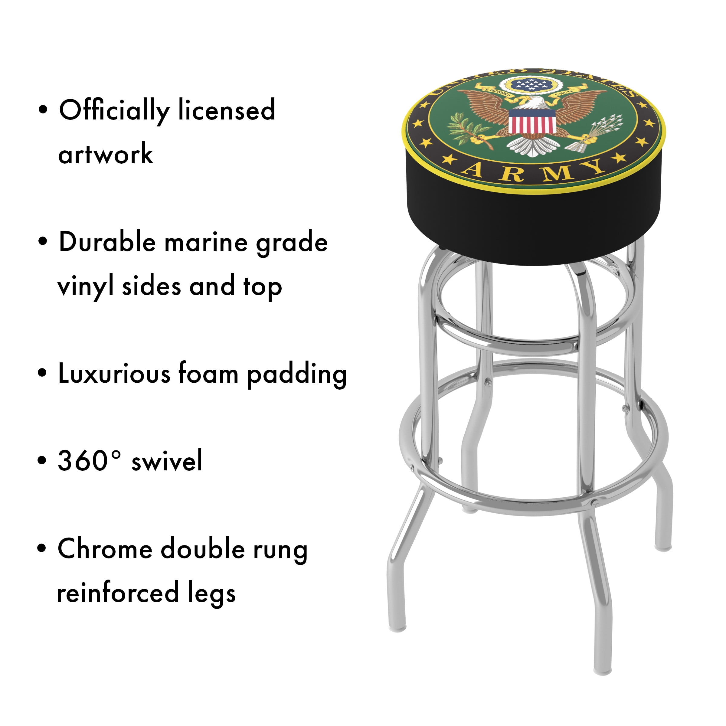 Trademark Gameroom United States Army Symbol Bar Stool with Padded Seat