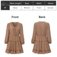 thumbnail image 2 of Vestido de mujer de manga larga con cuello en V vestido de túnica mini vestidos, cintura alta un vestido de línea, regalo para las mujeres, 2 of 7