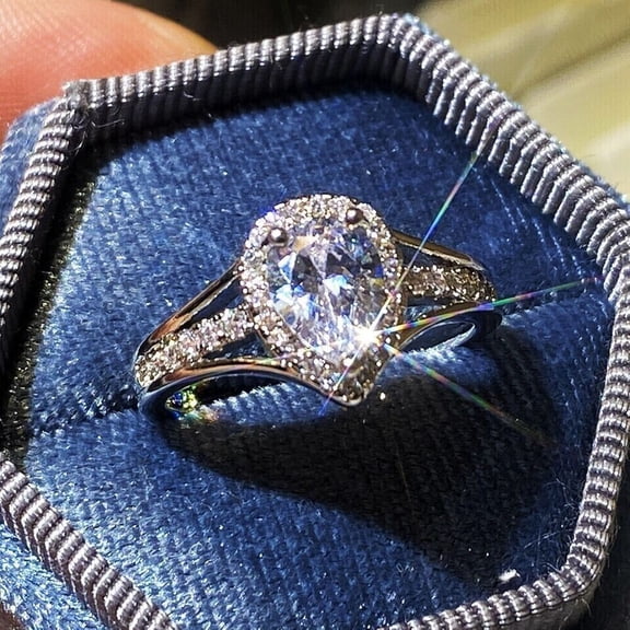 2Ct Pear Cut Moissanite New Trending Women's Ring 14K White Gold Plated