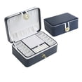 thumbnail image 2 of Maoww Jewelry Box Storage Earrings Organizer Double Layer Ring Case Pendants Fashionable Storing Packaging Container Navy Blue, 2 of 6