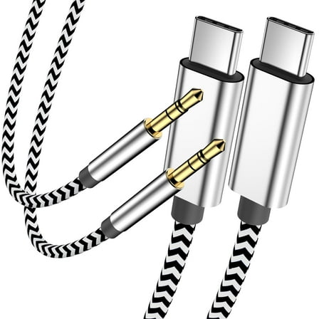 USB C to Aux Cord for iPhone 16,2Pack USB C to 3.5mm Audio Aux Jack Headphone Car Stereo Nylon Braided Cable for iPhone 16/16 Pro/16 Pro Max/15/15Pro/15 Pro Max,iPad Pro to Car Home Stereo,Speakers