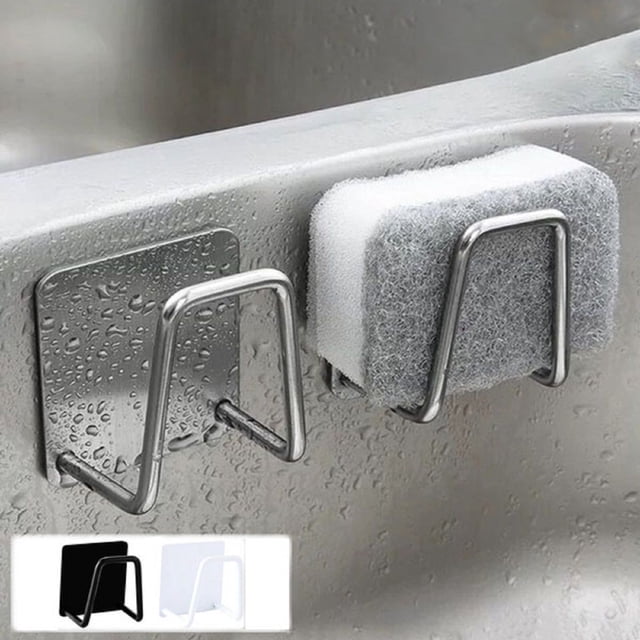 Esencia de Ingredientes, Acetato Inoxidable, Diseño Autoadhesivo, Material 304 Duradero, Ideal para Organizar El Fregadero, Almacenamiento Multifacético En La Cocina, Color Blanco y Negro, Tamaño 4,5