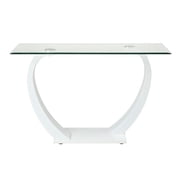 Bowery Hill Contemporary Glass Sofa Console Table with White Base