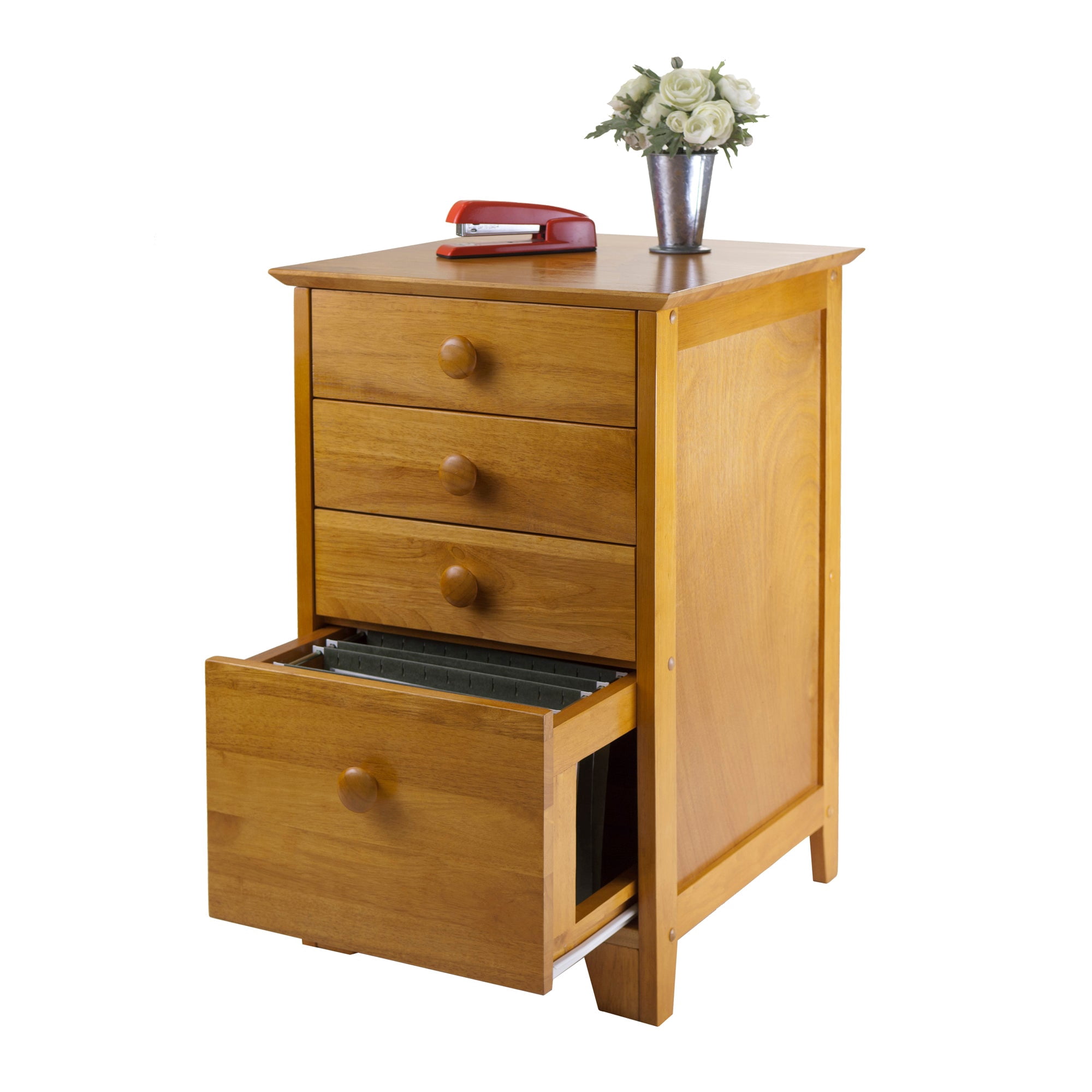 Winsome Studio 4-Drawer Solid Wood Vertical Filing Cabinet in Honey Brown
