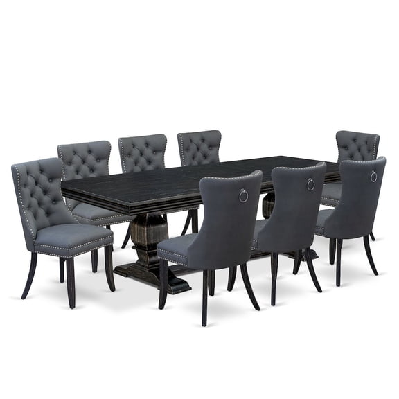 Luxe by East West Furniture 9 Pieces Dining Table Set a Rectangle Table and 8 Dining Chairs
