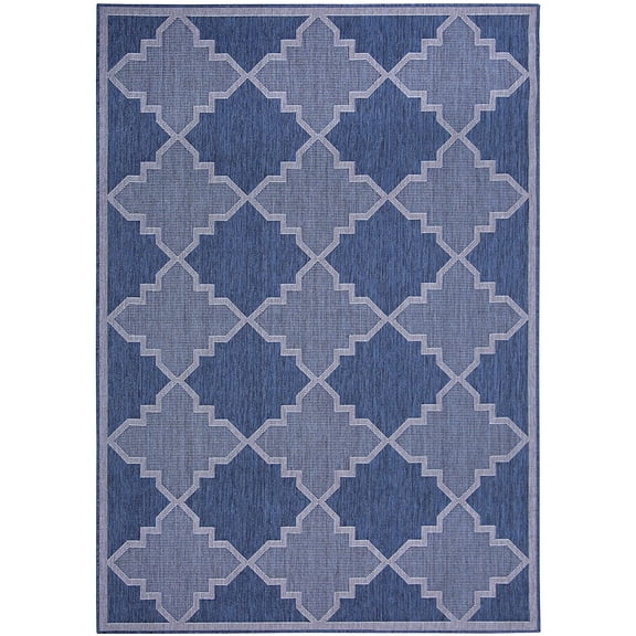 Trellis Diamond Rug - 5 ft. 3 in. x 7 ft. 6 in., Midnight Blue, Indoor/Outdoor Contemporary Rug, Fade Resistant, Water Proof Rug | Accent Area Decor Rugs