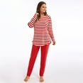 thumbnail image 5 of iOPQO Pajamas For Women Women's Striped Pajamas Set Long Sleeve Tops And Pants Joggers Loungewear Soft Sleepwearwomens Pajama Sets Lounge Sets For Women 2 Piece Red 4Xl, 5 of 8