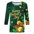 thumbnail image 2 of TaTaai St. Patrick's Day Women's Casual Print Round Neck 3/4 Sleeve T-Shirt Loose Top Gift, 2 of 5
