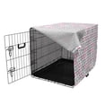 thumbnail image 3 of Geometric Dog Crate Cover, Square Frames in Vintage Colors Geometric Pale Toned Illustration, Easy to Use Pet Kennel Cover for Medium Large Dogs, 35" x 23" x 27", Pink White Grey, by Ambesonne, 3 of 6