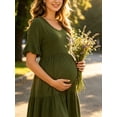 thumbnail image 4 of Women's Summer Maternity Dress Ruffle Short Sleeve Maternity Clothes, 4 of 7