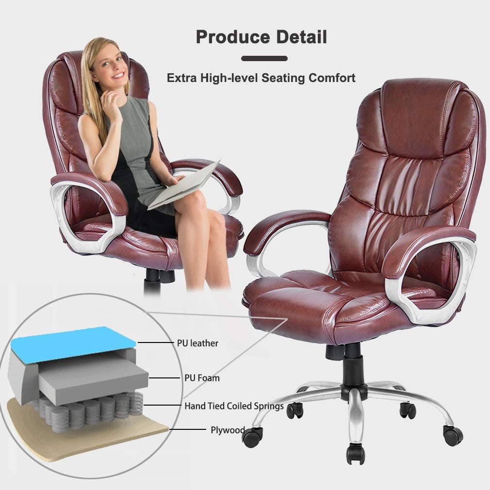 BestOffice Ergonomic Office Chair, Lumbar Support, Rolling Swivel for Men, Women(Brown)