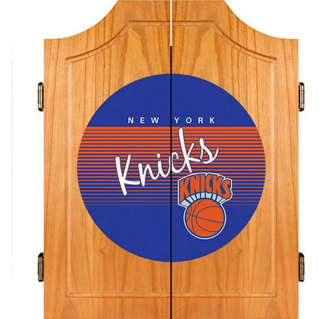 New York Knicks NBA Hardwood Classics Dart Cabinet Set with Darts and Board - Blue, Orange, Silver