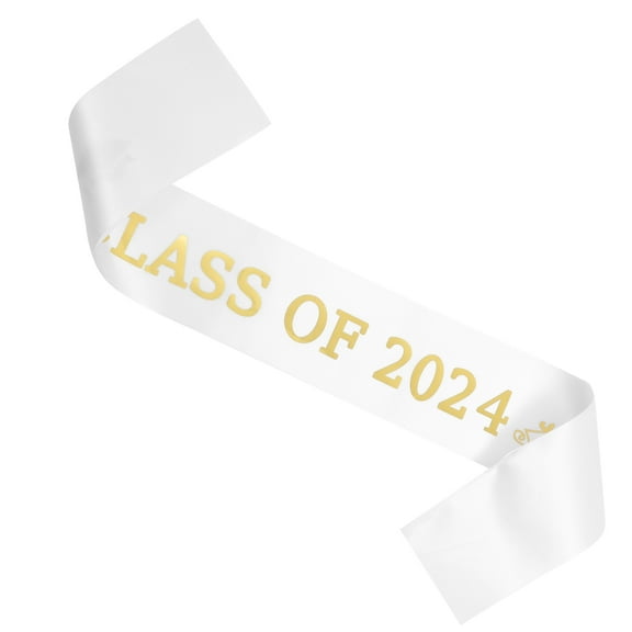 WASHWEPE 1Pcs Senior Cheer Sashes in White Satin for Graduation Parties and Ceremonies