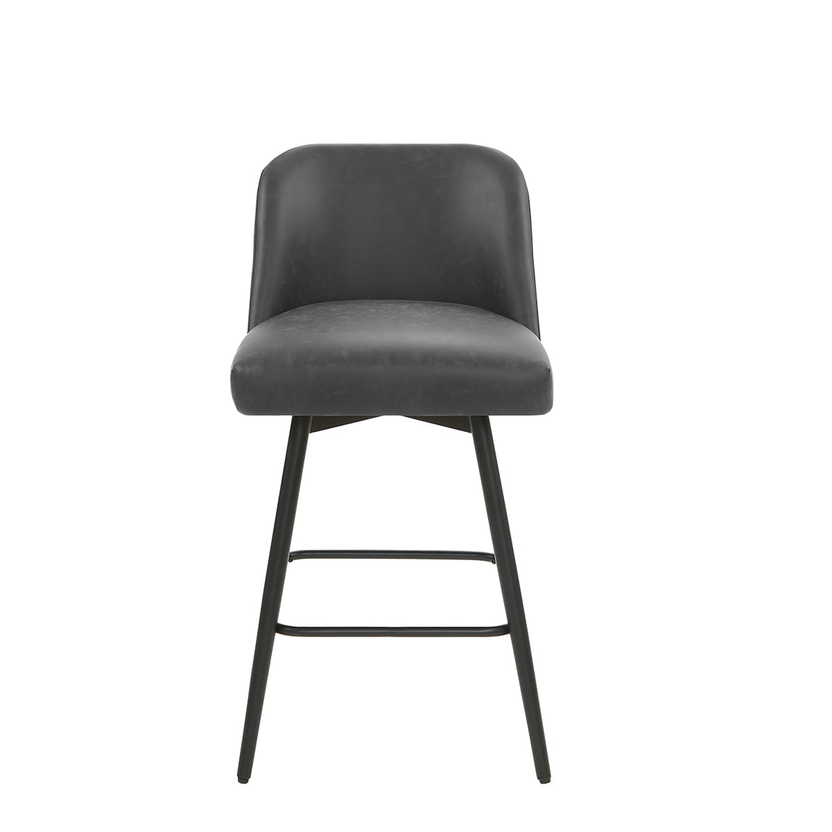 Modern Bar Stools Set of 4, 26" H Swivel Counter Height Barstools with High Backs, Kitchen Island Stools, For Bar & Home,Faux Leather, Grey
