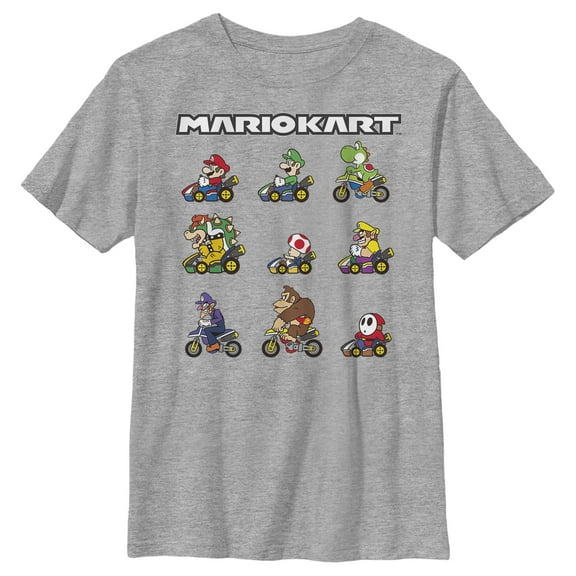 Boy's Nintendo Mario Kart Character Panel Graphic Tee Athletic Heather Large