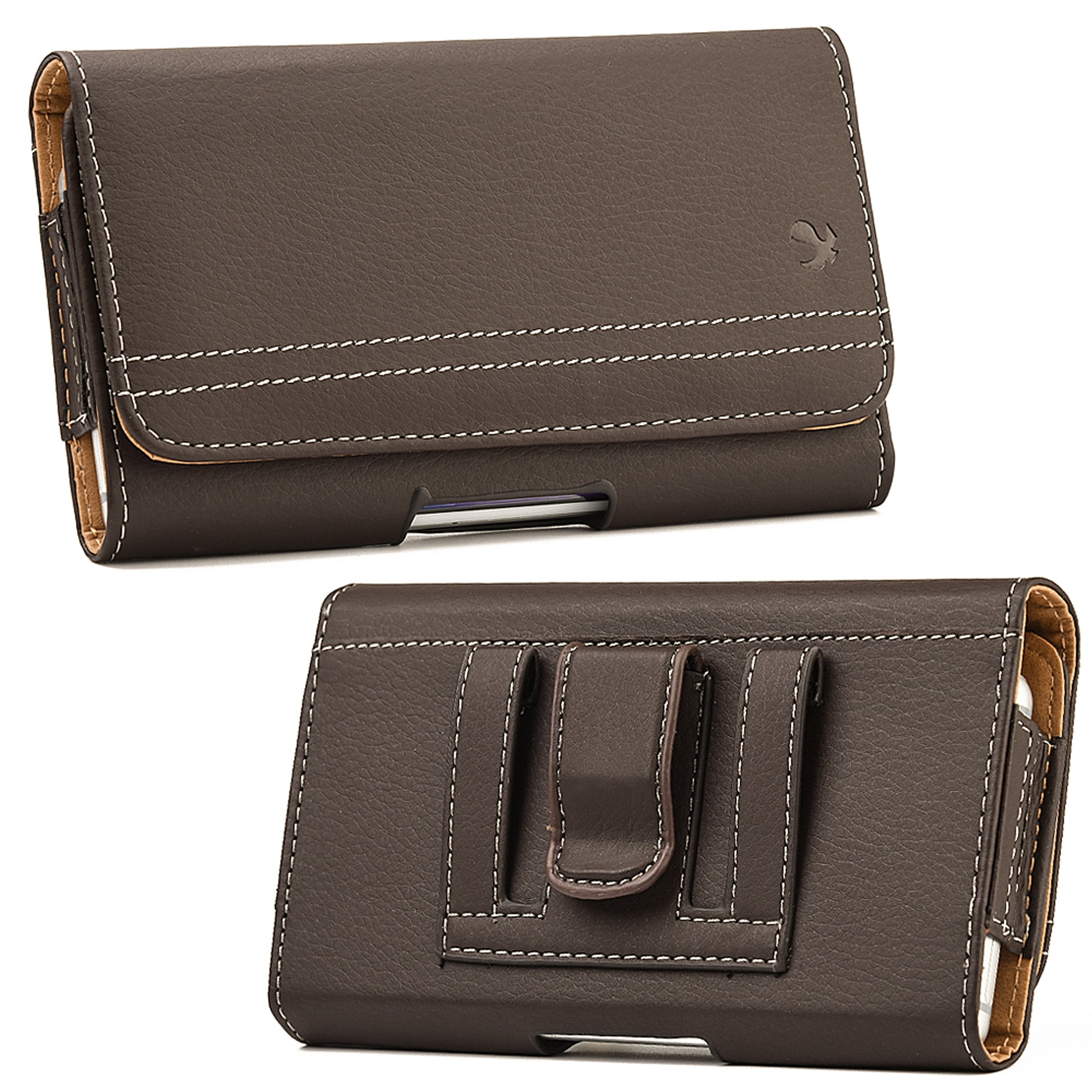 Durable And Slim Vegan Leather Matte Phone Case For Google Pixel 3 / 2 / 1 With Classic Design, Dedicated Belt Clip, And Belt Loop (Brown)