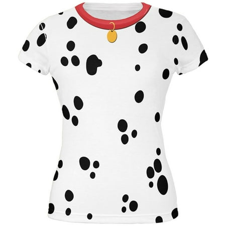 Dog Dalmatian Costume Red Collar All Over Juniors T-Shirt