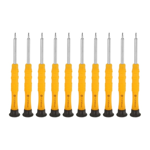 10pcs PH1.2 Mini Phillips Screwdriver 3mm Shank Magnetic Cross Head 87mm Length for Small Appliances Repairs, Yellow