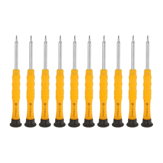 10pcs PH1.2 Mini Phillips Screwdriver 3mm Shank Magnetic Cross Head 87mm Length for Small Appliances Repairs, Yellow