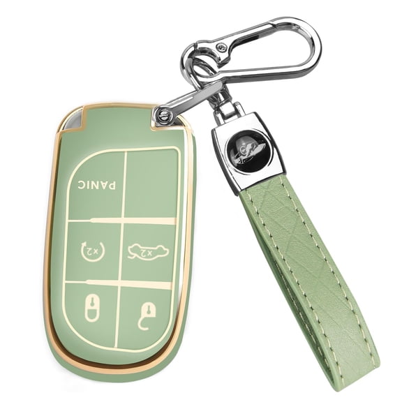 for Jeep Key Fob Cover with Keychain TPU Protection Key Case Compatible with Grand Cherokee Renegade Compass Smart Key