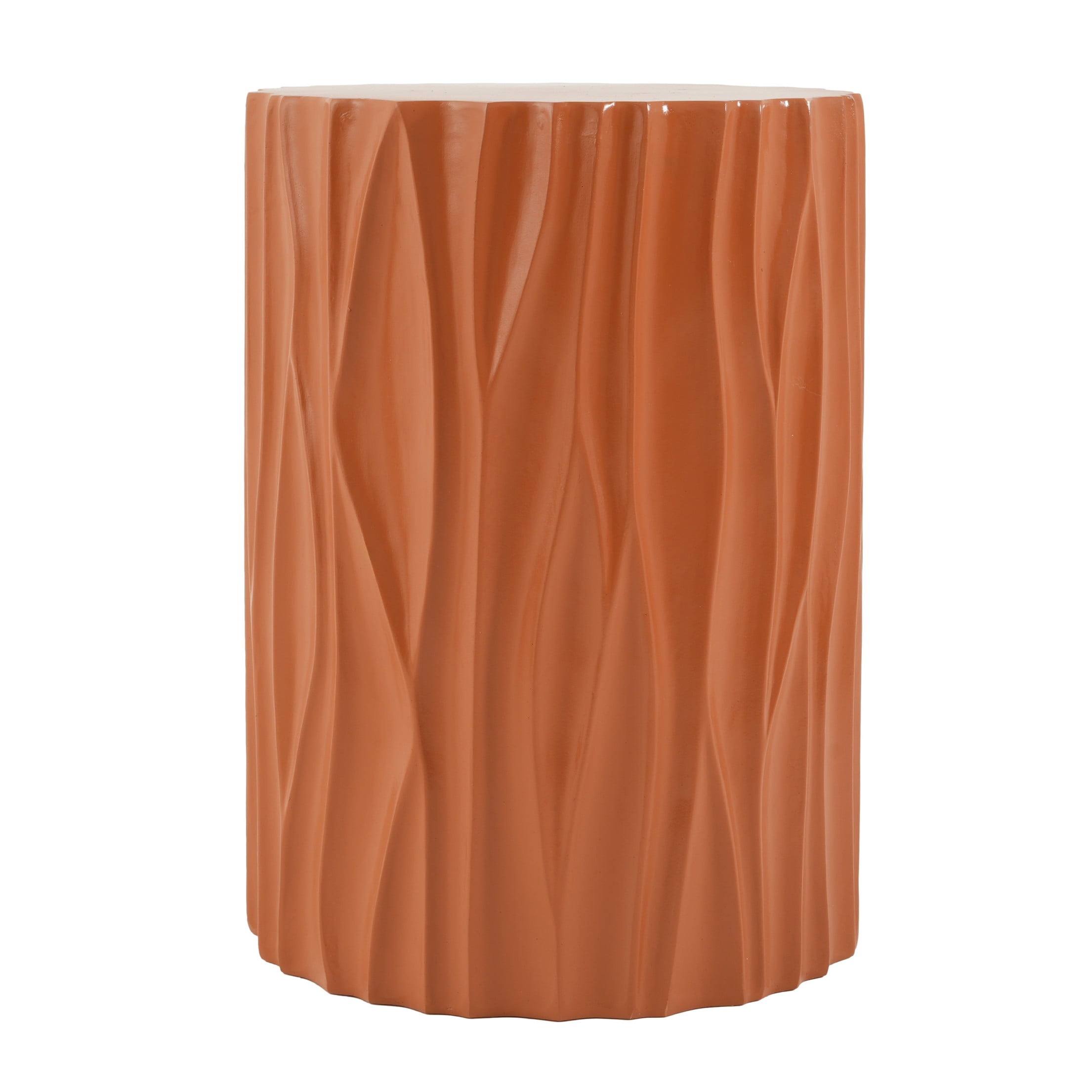 Christopher Knight Home 15.75" MGO Side Table, Wave Textured Accent End Table for Indoor/Outdoor, Terracotta